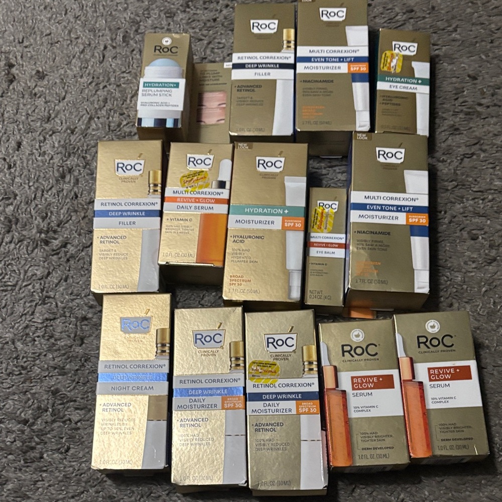 RoC Skincare Collection with Gold Packaging